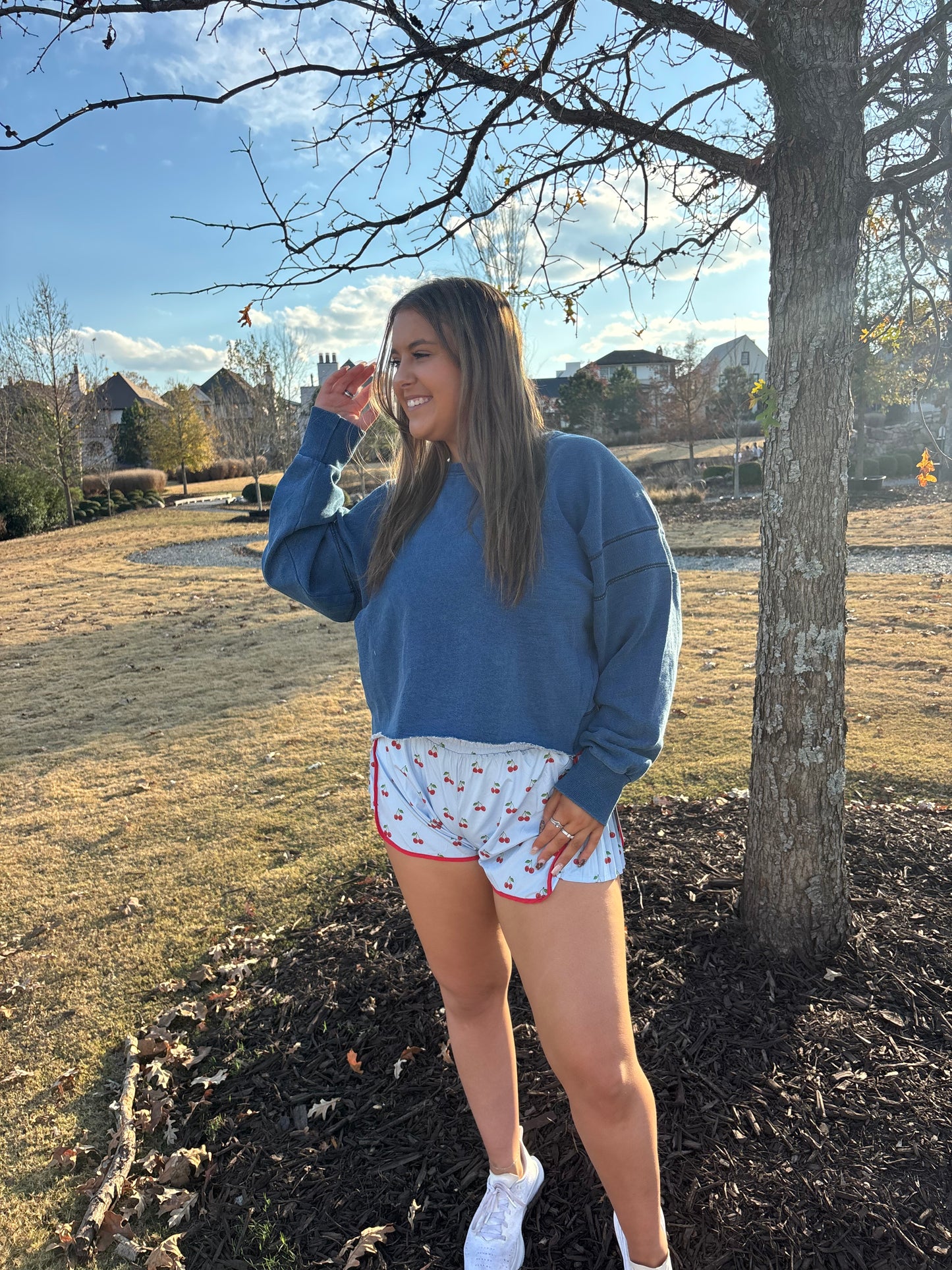 Blue Cutout Sweatshirt