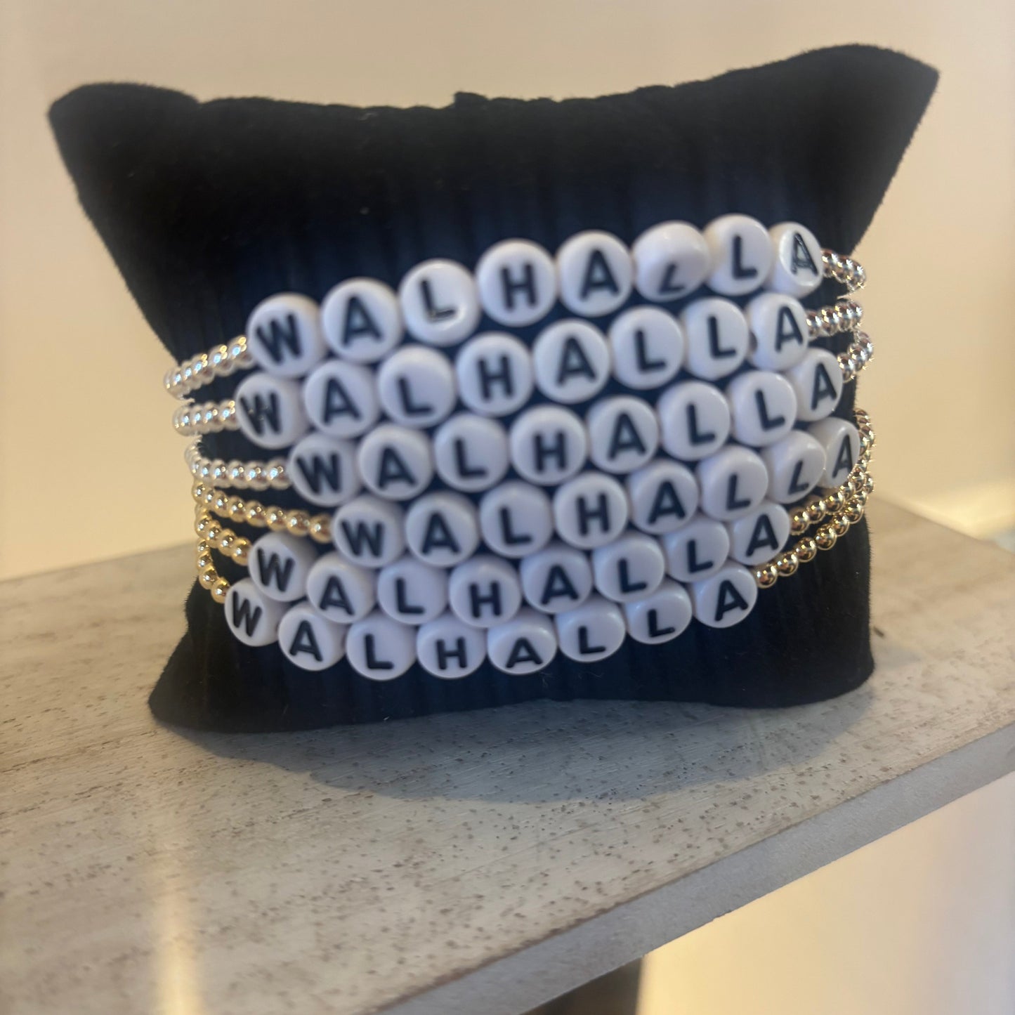 Walhalla Silver or Gold Beaded Stack Bracelets