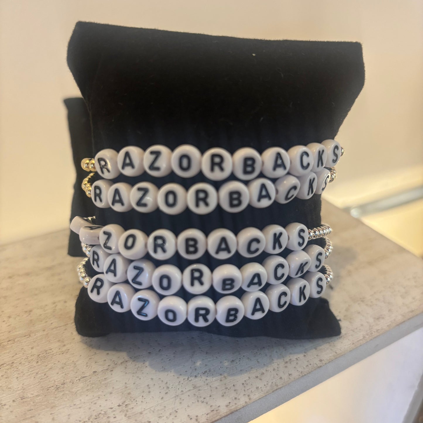 Razorbacks Gold and Silver Beaded Bracelets