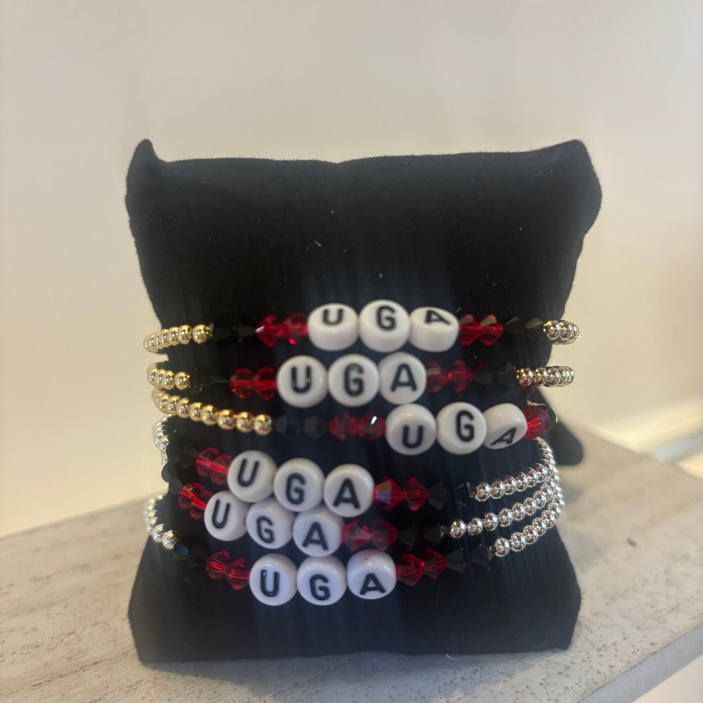 UGA Gold and Silver Beaded Bara Bohene Bracelets