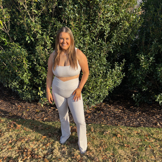 Brown Flare Gingham Leggings