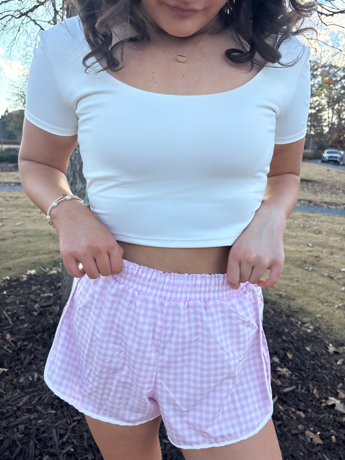 Pink Gingham Shorts