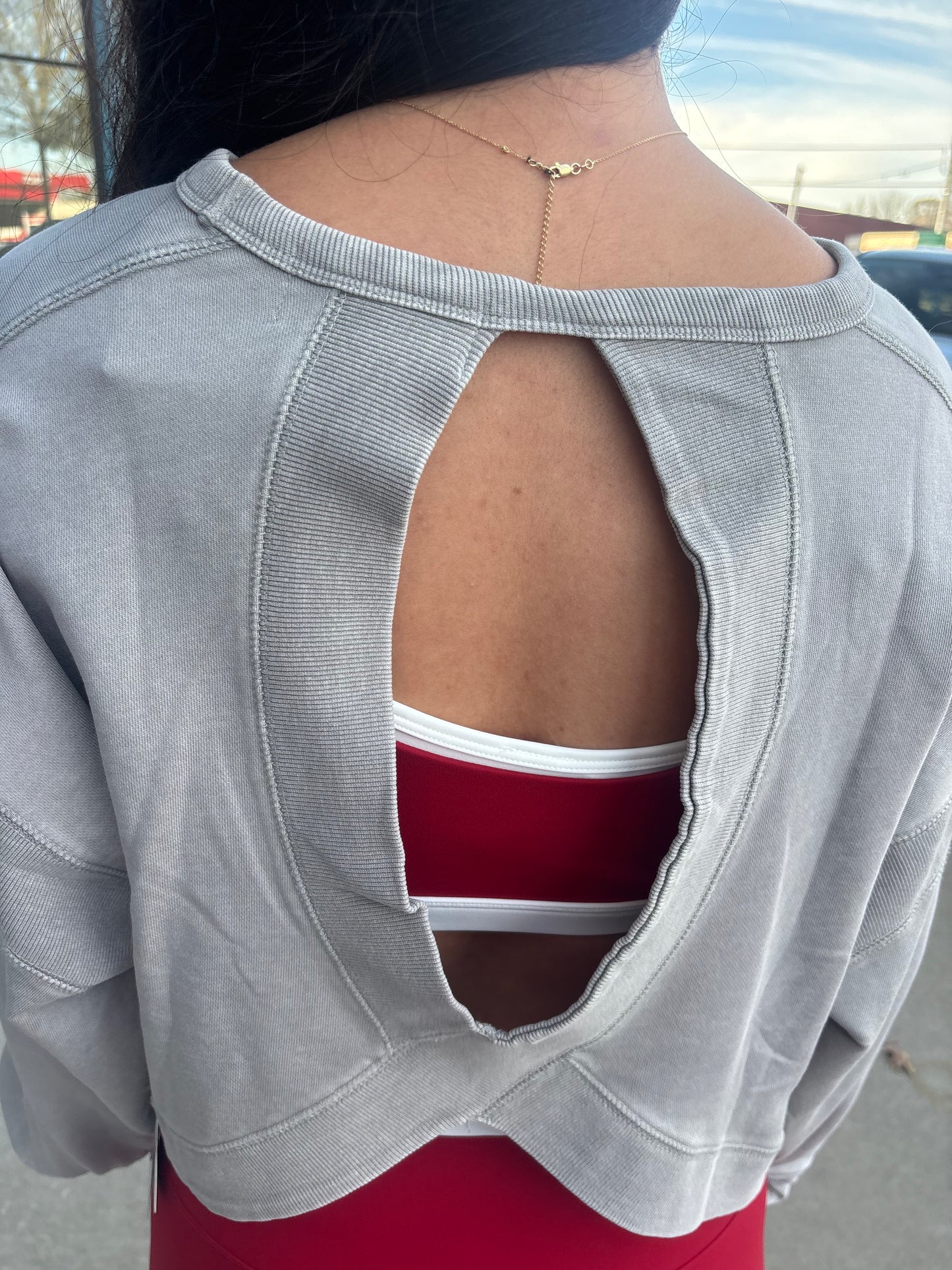 Grey Cutout Sweatshirt