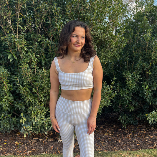 Brown Gingham Athletic Top