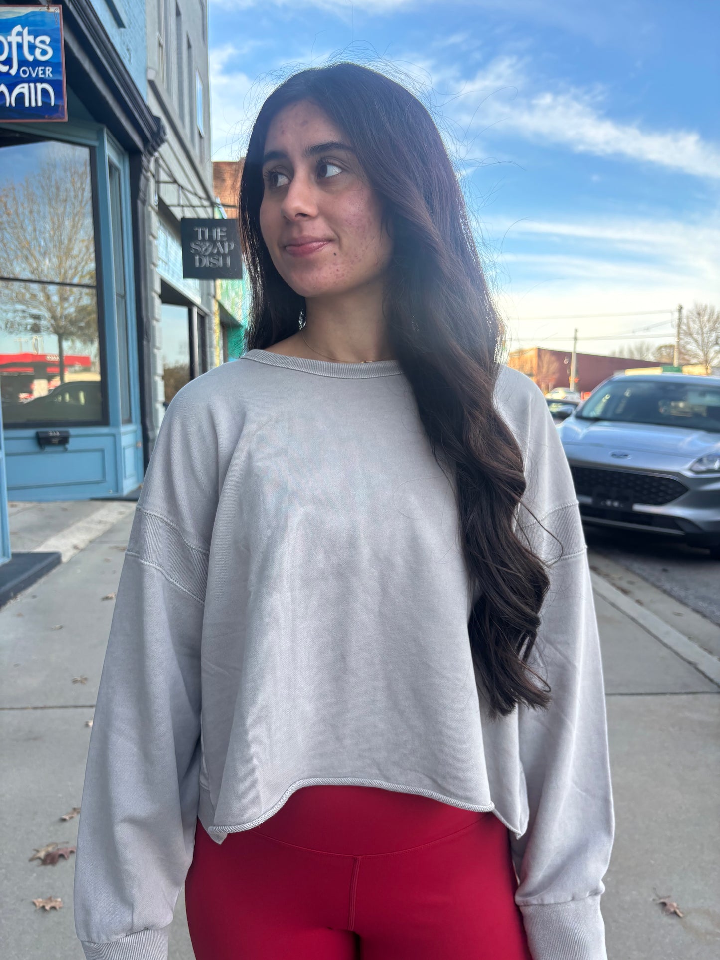 Grey Cutout Sweatshirt