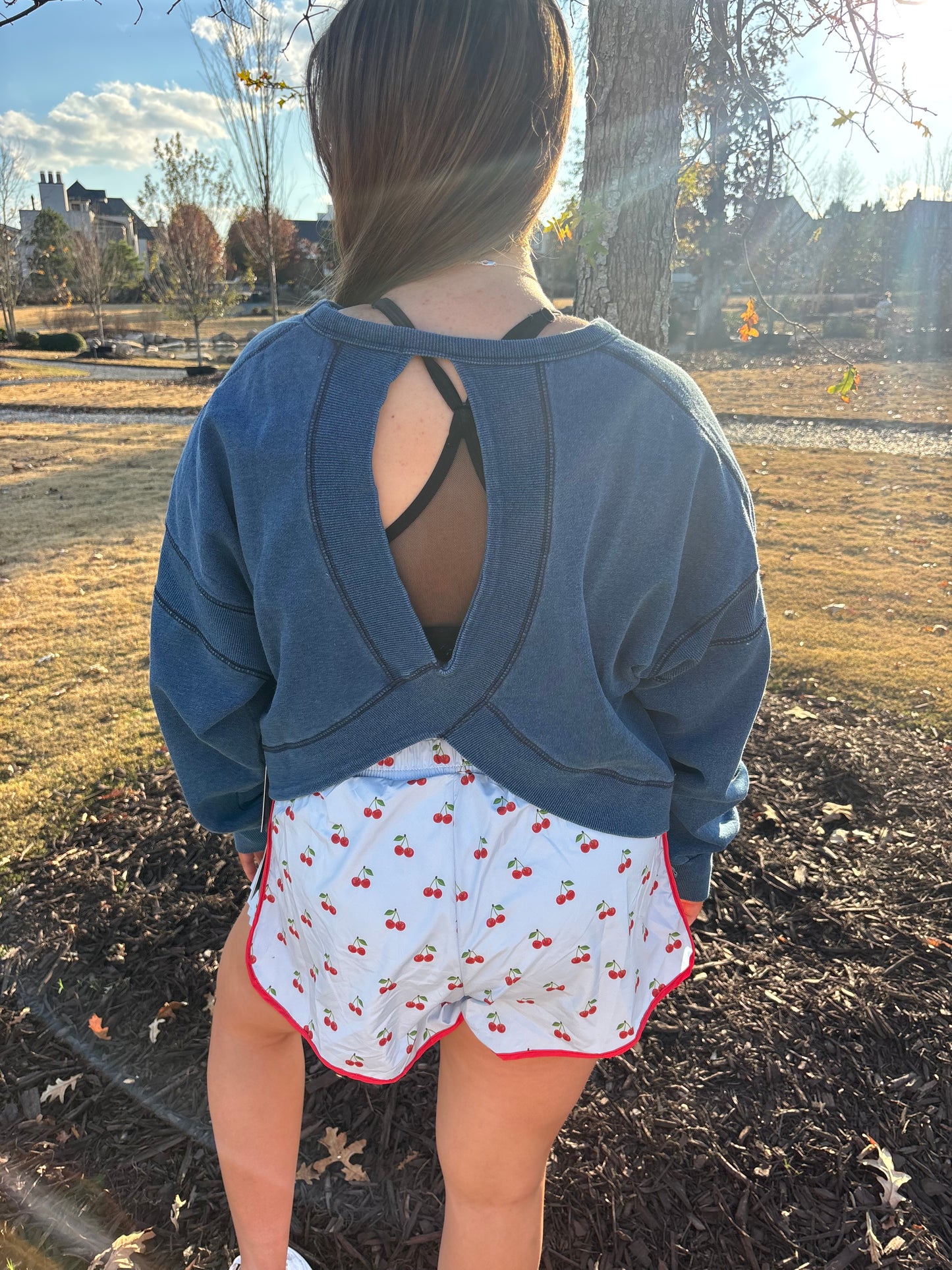 Blue Cutout Sweatshirt