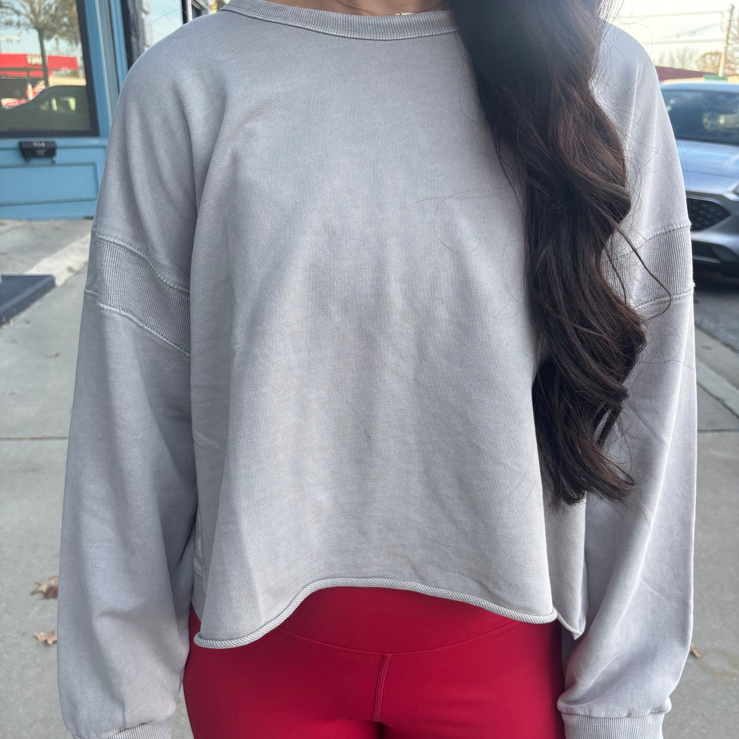 Grey Cutout Sweatshirt