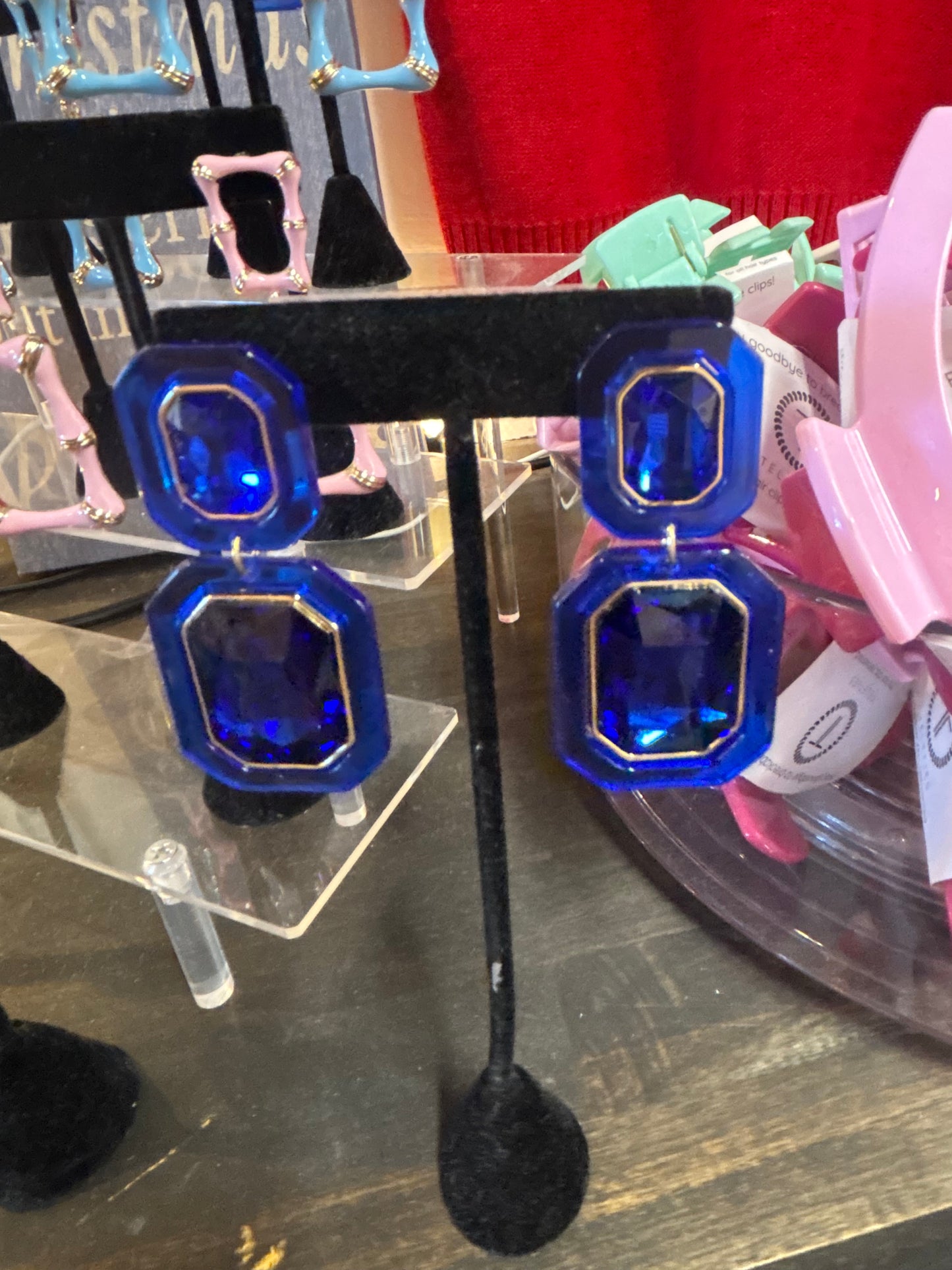 Pink, Turquoise or Blue Crystal Earrings