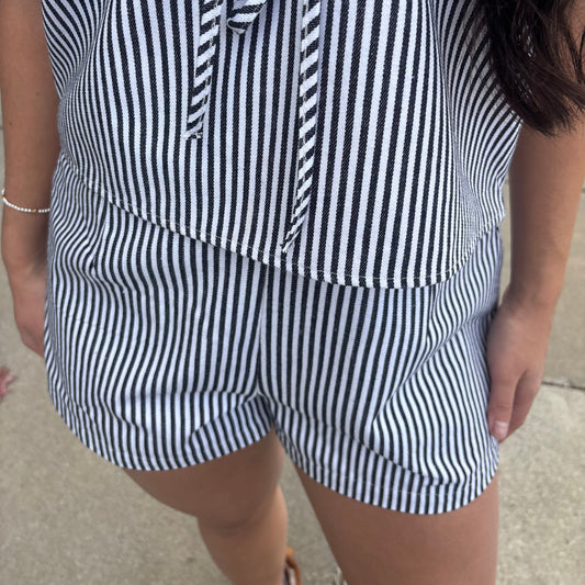 Black Striped Shorts